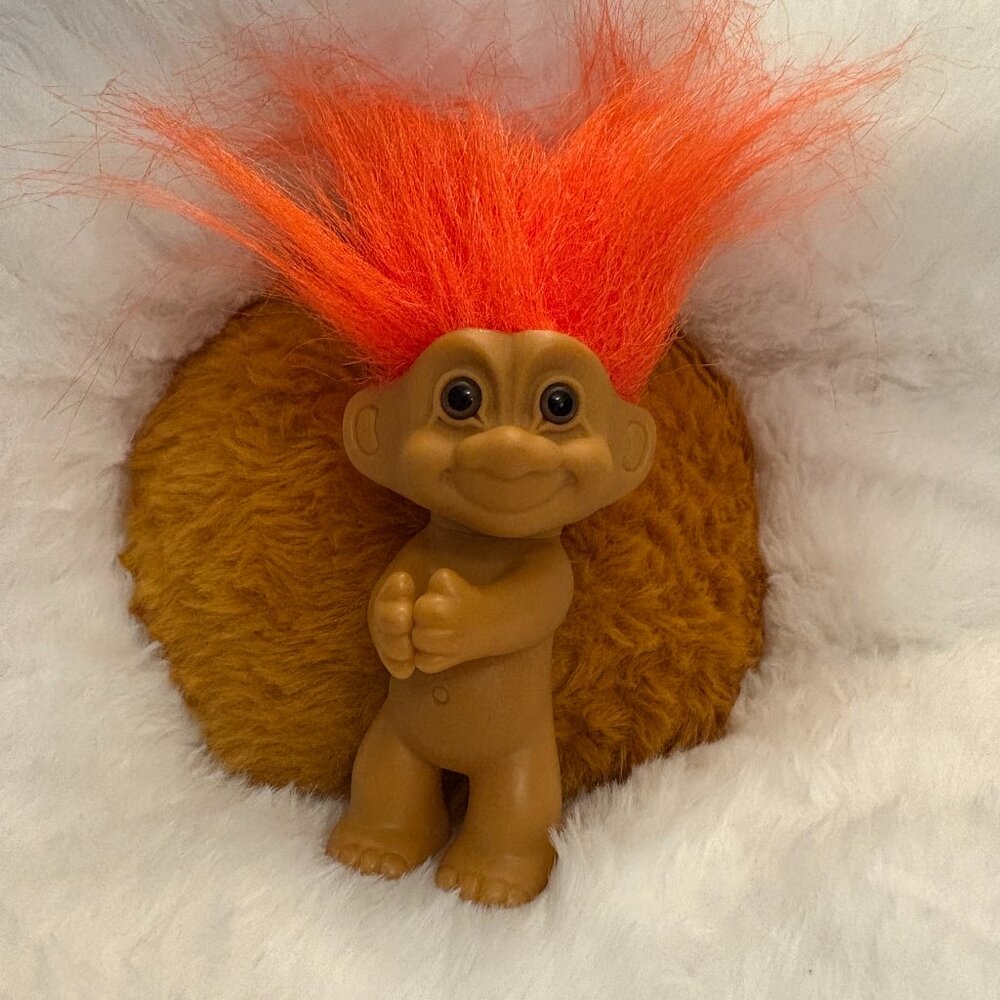 Troll Russ 1990's Orange Hair 3in Squeeze and Pinch Hands Vintage (SKU: 271TO)